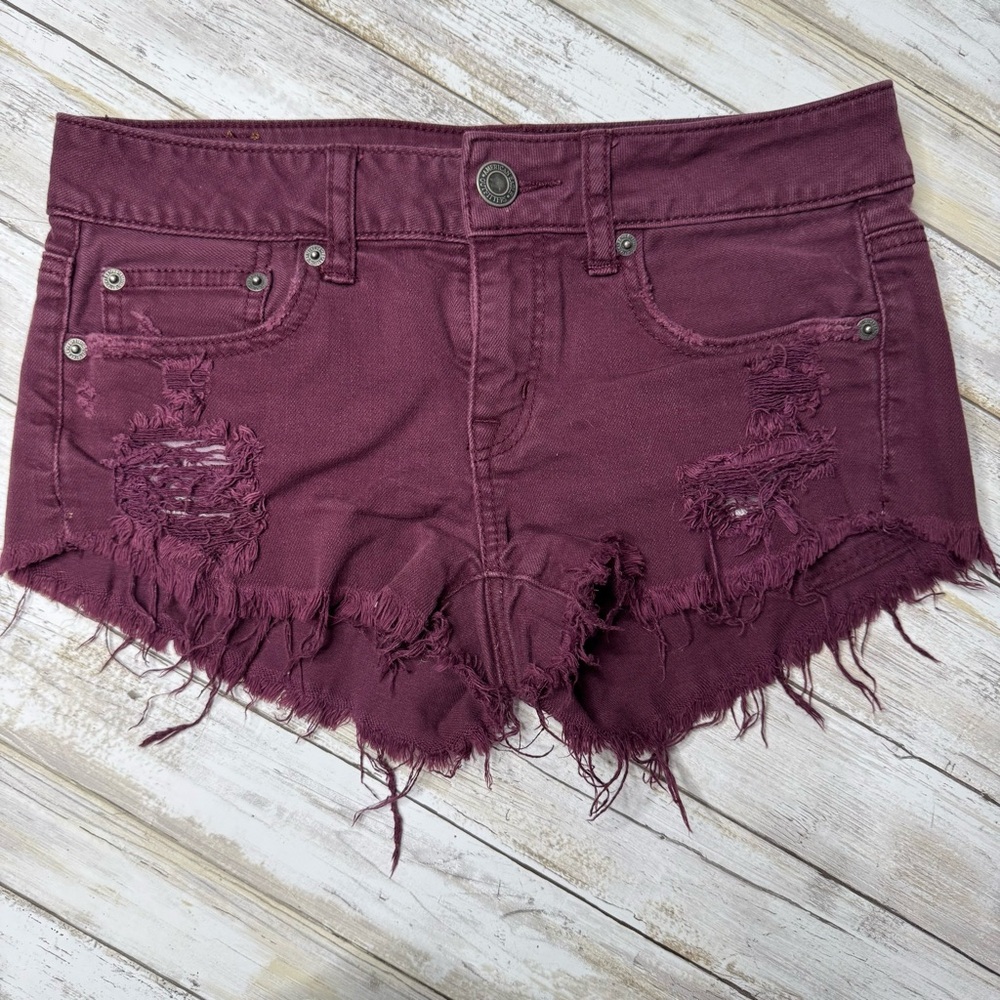 American Eagle Outfitters Purple Distressed Jean Shorts